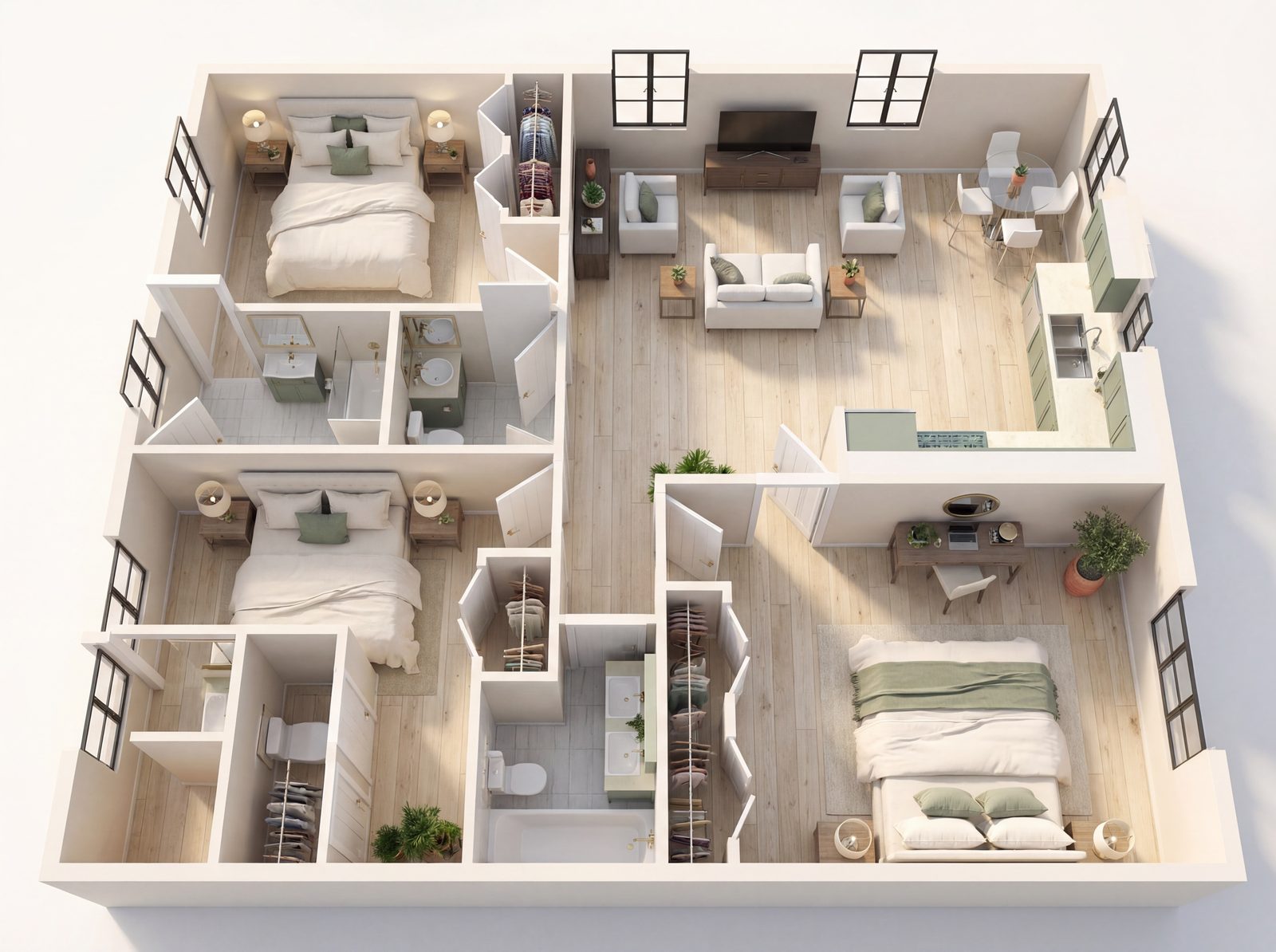 Creative “L-Shaped” 3 Bedroom